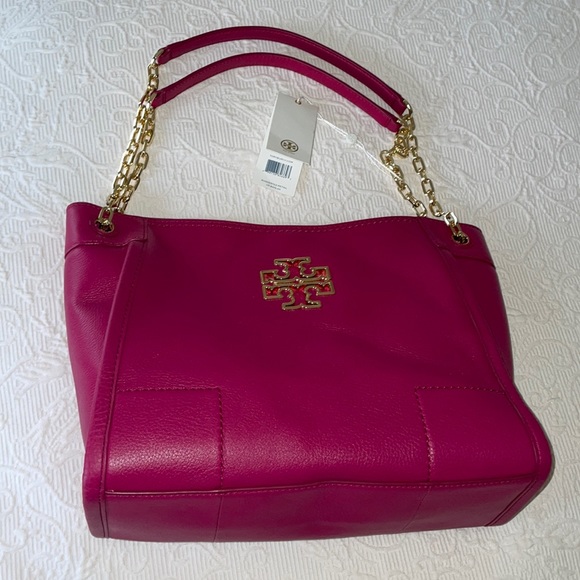 Tory Burch Handbags - Tory Burch Britten Small Slouchy Raspberry